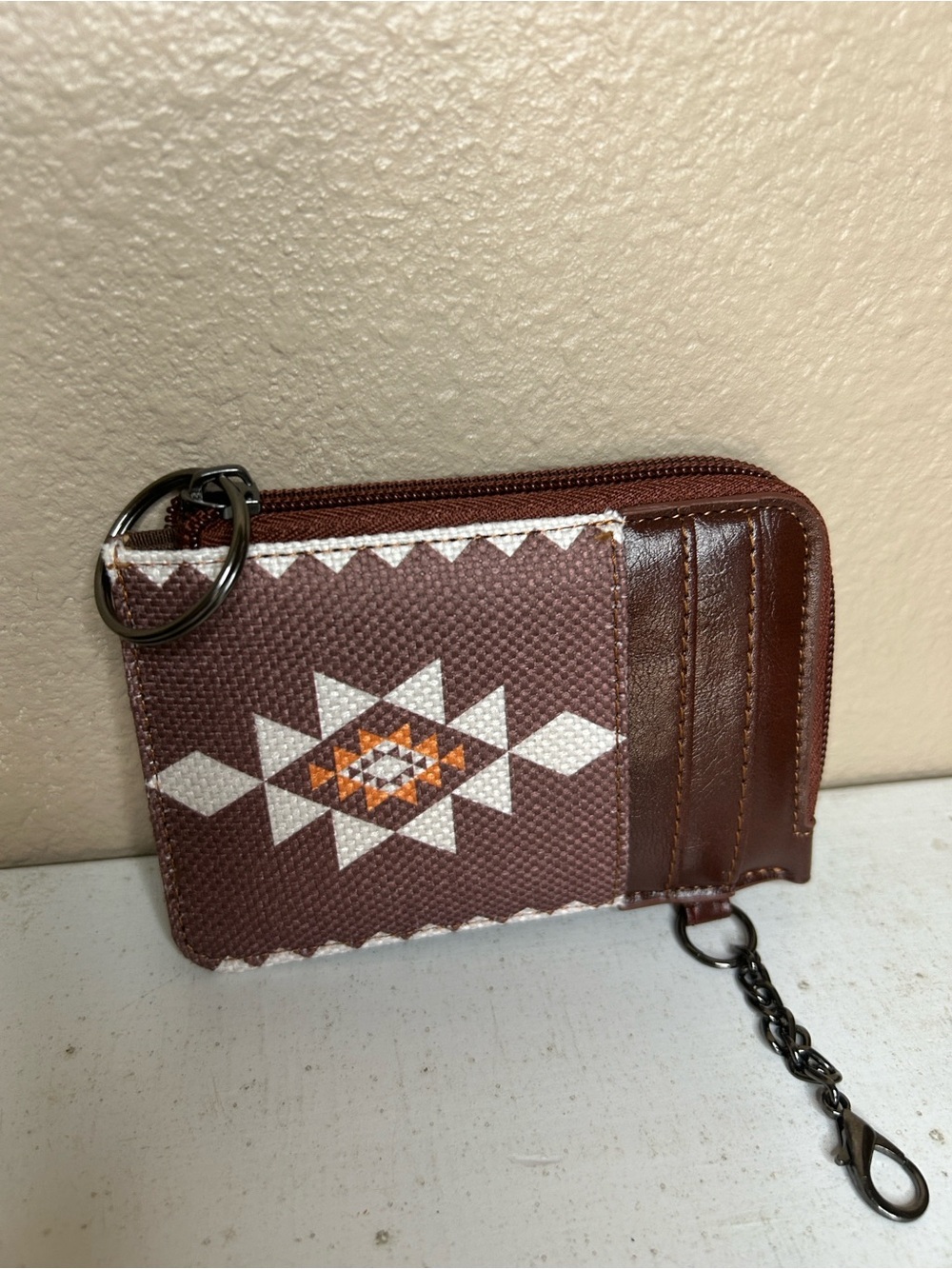 AZTEC Brown Keychain Card Holder